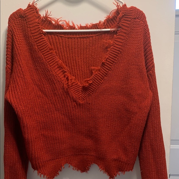 SHEIN Size Med. red distressed sweater - Picture 3 of 3